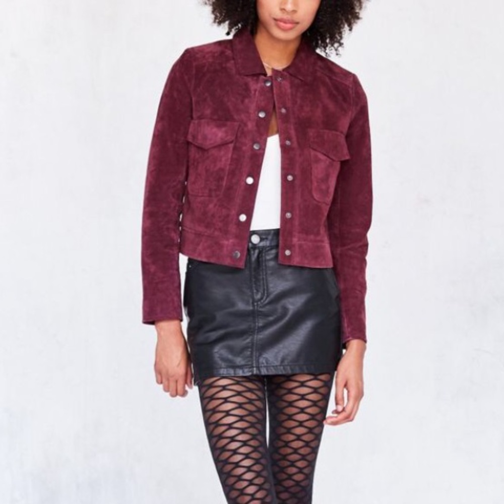 Urban outfitters Faux suede maroon jacket-S